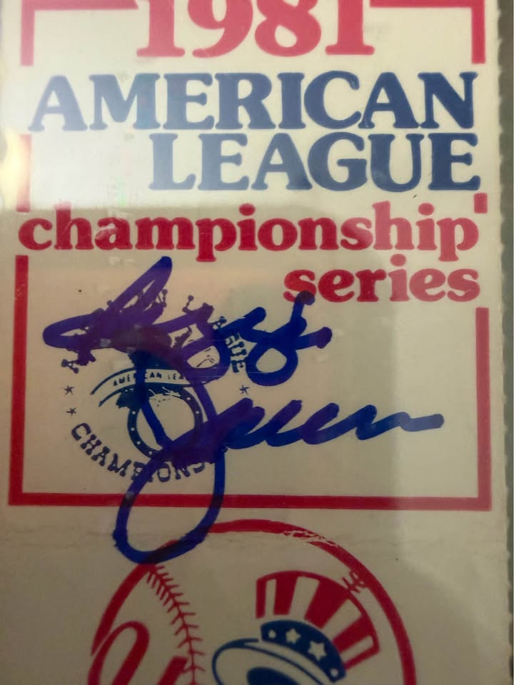 🏆 Reggie Jackson Signed 1981 American League Championship Series Ticket – PSA/DNA – Auto Grade GEM
