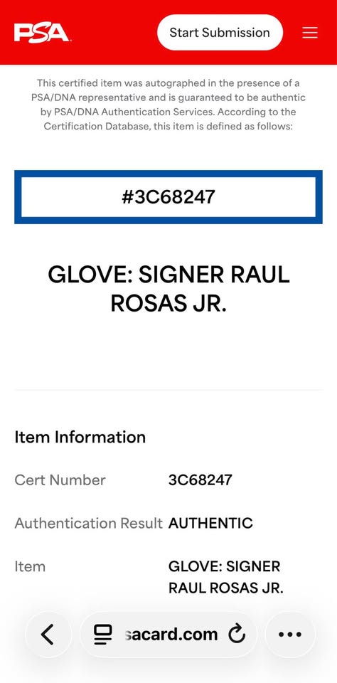 🥋 PSA Authentic Raul Rosas Jr. Signed MMA Glove – PSA/DNA Certified