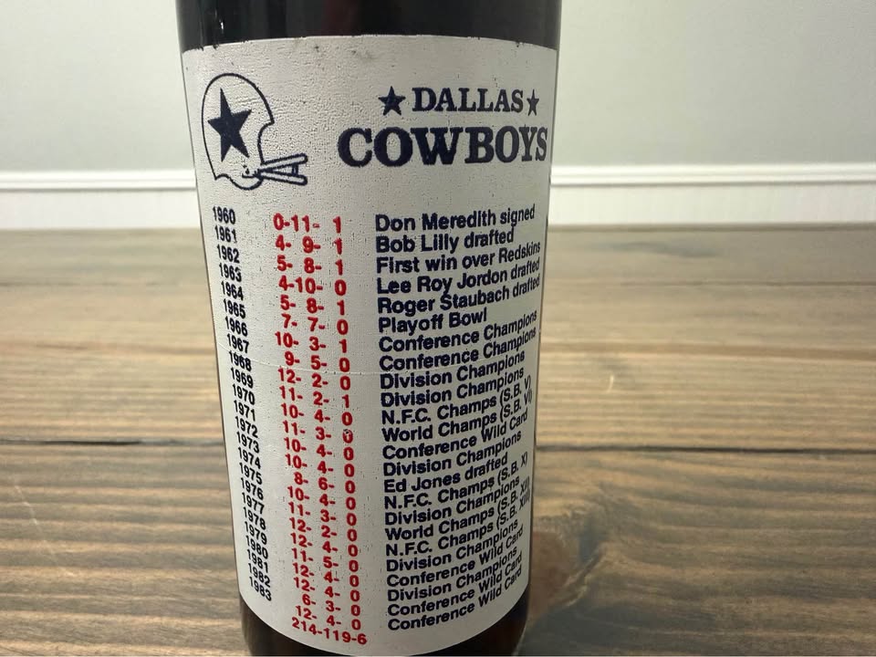 🏈 Vintage Dallas Cowboys Silver Season 25th Anniversary Coca-Cola Bottle (1960–1984)