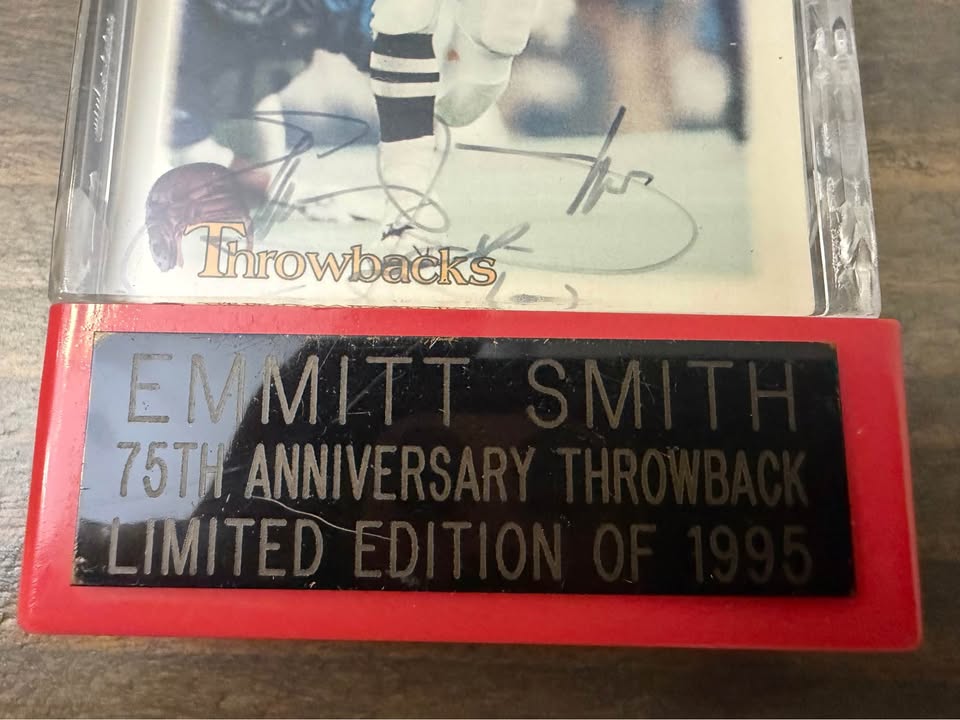 🏈🔥 Emmitt Smith Autographed Display – NFL 75th Anniversary Throwback Limited Edition #729/1995 🔥