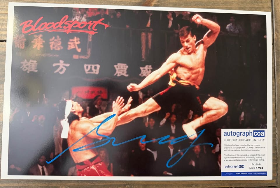 🔥 Bloodsport Action Scene Photo (11x17) – Hand Signed by Bolo Yeung (ACOA Certified)