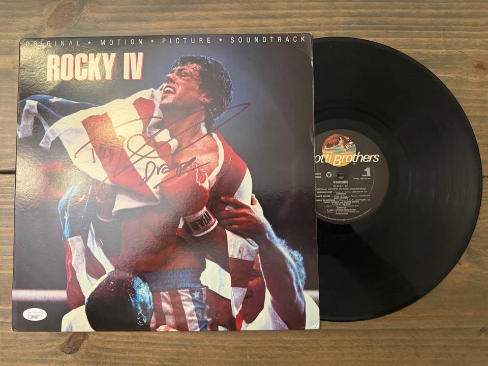 🥊🎬 Autographed Rocky IV Original Motion Picture Soundtrack Vinyl – Signed & Inscribed “Drago”