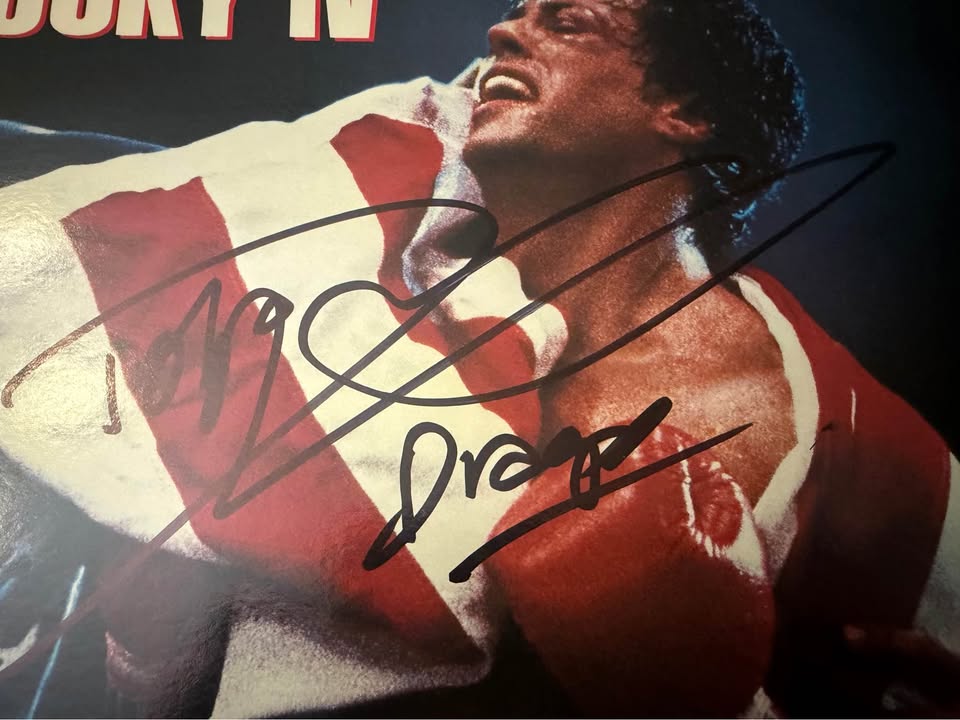 🥊🎬 Autographed Rocky IV Original Motion Picture Soundtrack Vinyl – Signed & Inscribed “Drago”
